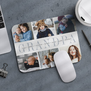 Mousepad Colagem de Fotos do Vovô Personalizada e Nomes de 