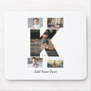 Mousepad Colagem de Fotos K Letra Preto e Branco