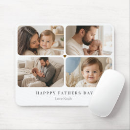 Mousepad Colagem de Fotos Minimalista Neutra do Dia dos Pai