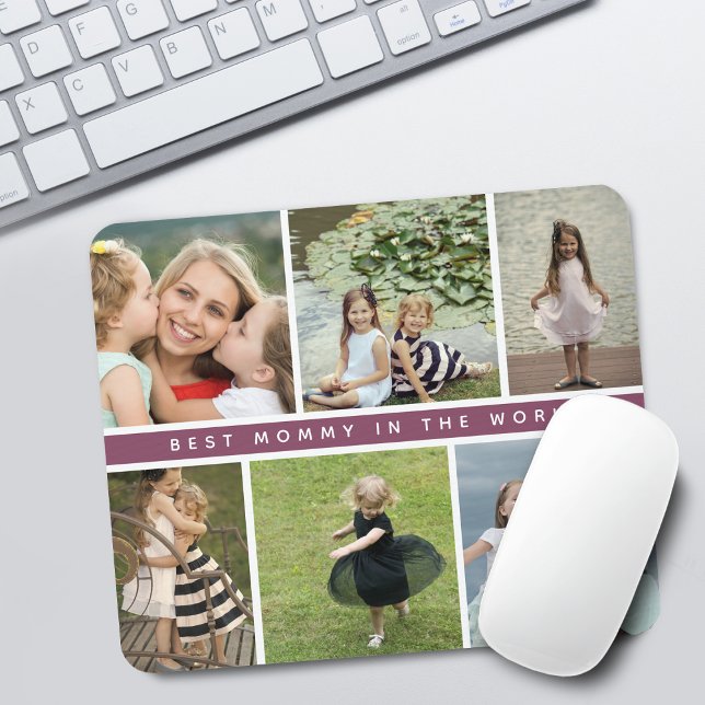 Mousepad Colagem de Fotos Moderna de Melhor Mamãe (Modern Best Mommy Photo Collage Mouse Pad)