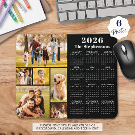 Mousepad Colagem de Fotos Moderna do Calendário 2023 6 Pers