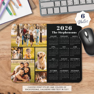 Mousepad Colagem de Fotos Moderna do Calendário 2023 6 Pers