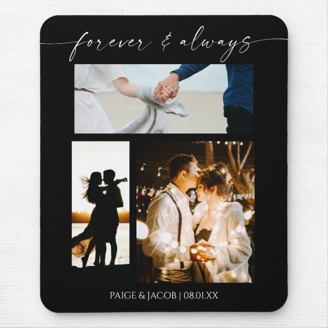 Mousepad Colagem de Fotos Moderna para Sempre & Sempre (Frente)