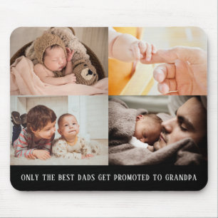 Mousepad Colagem de Fotos Moderna Preta 4 para o Avô