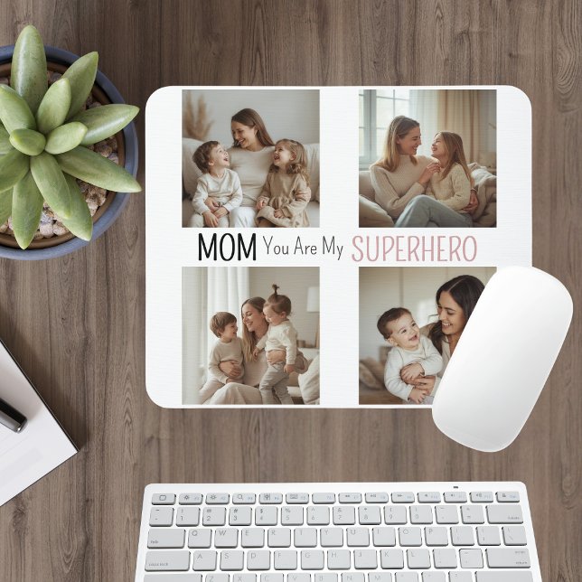 Mousepad Colagem de Fotos Personalizada da Super Mãe Modern (Criador carregado)