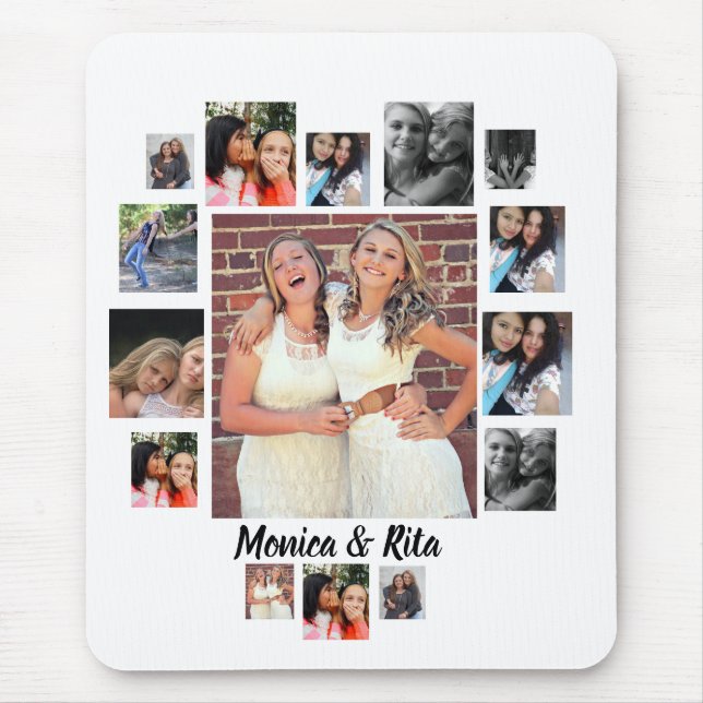 Mousepad Colagem de Fotos Personalizada dos Melhores Amigos (Frente)
