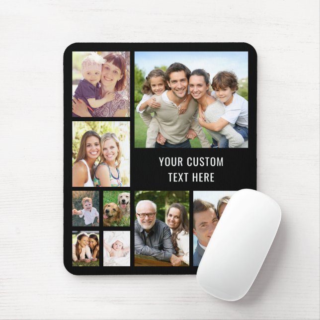 Mousepad Colagem de Fotos Personalizada Preta (Com mouse)