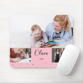 Mousepad Colagem de Fotos Personalizadas da Escola Rosa Nom