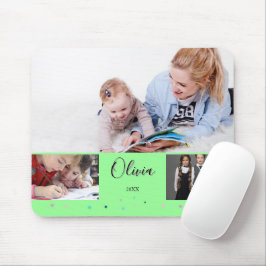 Mousepad Colagem de Fotos Personalizadas da Escola Verde No