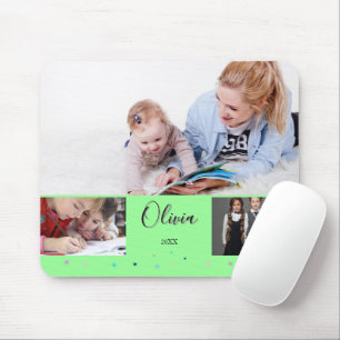 Mousepad Colagem de Fotos Personalizadas da Escola Verde No