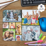 Mousepad Colagem de Fotos Simples 8<br><div class="desc">Crie o seu próprio mouse personalizado e personalizado com grade de cores personalizado com este modelo de colagem de fotos fácil de carregar, com 8 imagens em várias formas e tamanhos, tanto horizontais como verticais, para acomodar uma grande variedade de assuntos de fotos. Personalize com um nome de família, nome...</div>