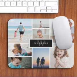 Mousepad Colagem de Fotos Simples da Família e Monograma Pr