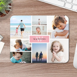 Mousepad Colagem de Fotos Simples da Família e Monograma Ro