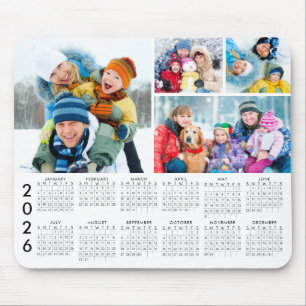 Mousepad Colagem de Fotos Simples do Calendário 2026 4