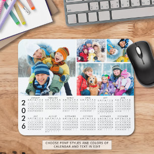 Mousepad Colagem de Fotos Simples do Calendário 2026 4