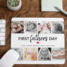 Mousepad Colagem de Fotos Simples do Primeiro Dia dos Pais 