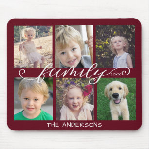 Mousepad Colagem de Fotos Vermelho 6 Escuro de Caligrafia F