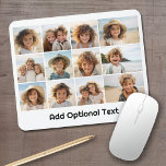 Mousepad Colagem de Grade de Fotos 12 - Branco - Tipo de Mo<br><div class="desc">Uma grade de fotos simples com 3 linhas e 4 colunas de fotos. 9 Fotos são quadradas e as 3 fotos restantes são horizontal/paisagem. O design é moderno e mínimo e inclui uma fonte simples e retrorreflectora para adicionar texto na parte inferior. Faça acessórios personalizados para a mesa de computador...</div>
