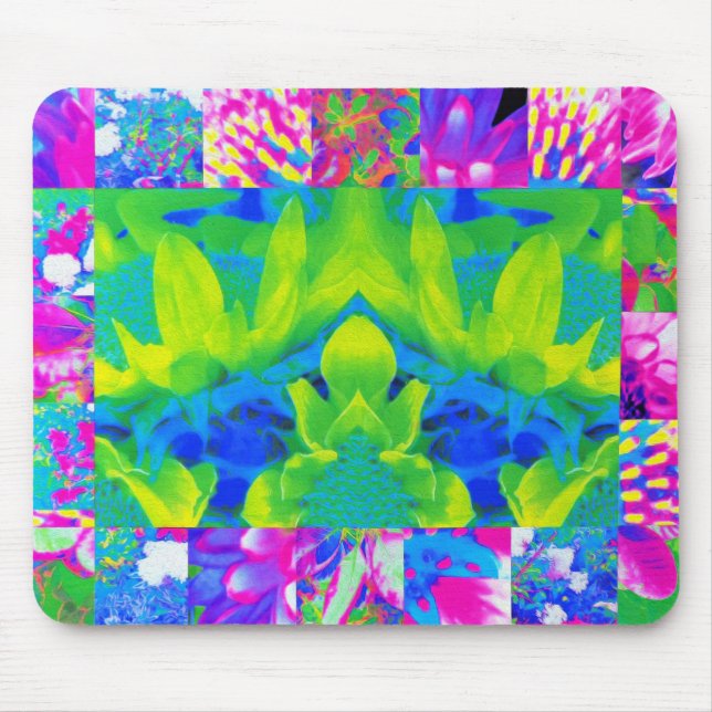 Mousepad Colagem de Jardim de Girassóis em Patchwork Abstra (Frente)