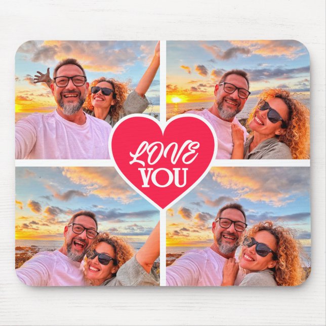 Mousepad Colagem de Modelo Personalizado Moderno de 4 Fotos (Frente)