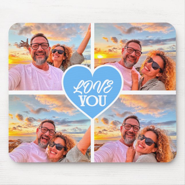 Mousepad Colagem de Modelo Personalizado Moderno de 4 Fotos (Frente)