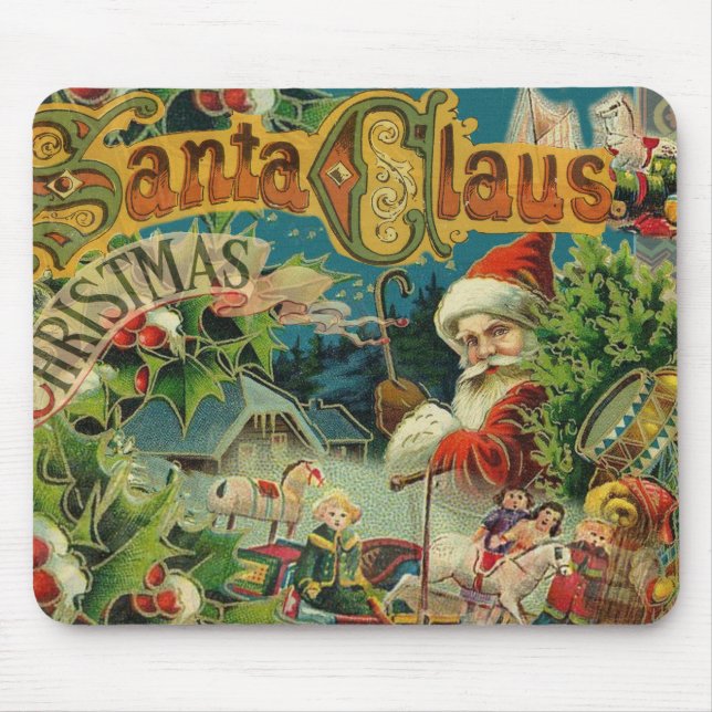Mousepad Colagem de Natal do Papai Noel Vitoriano Antigo (Frente)