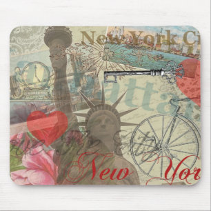 Mousepad Colagem de Nova Iorque de Vintage