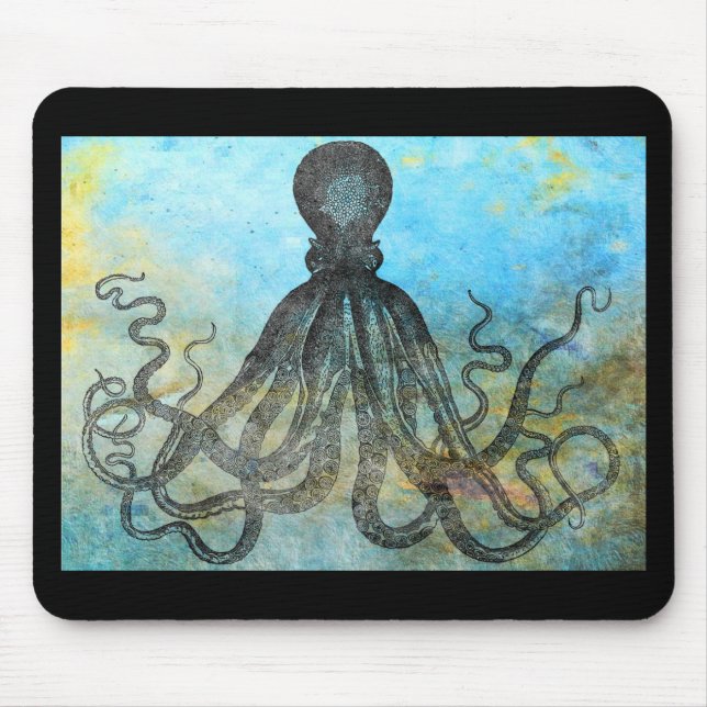 Mousepad Colagem de polvo vintage (Frente)