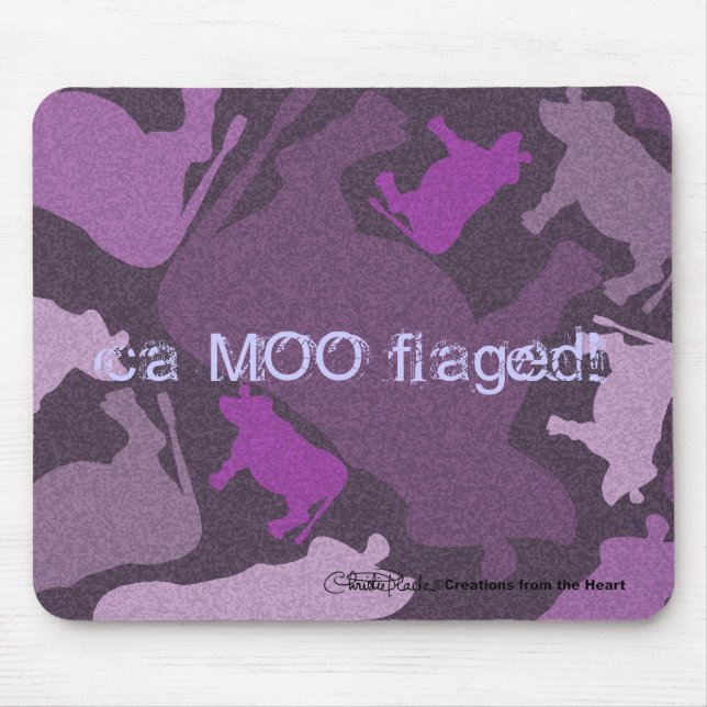 Mousepad Colagem de Vaca CaMOOflage em Roxo (Frente)