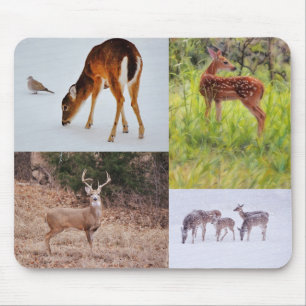 Mousepad Colagem de Veados Selvagens no Tapete de Rato Sazo