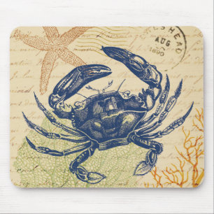 Mousepad Colagem do caranguejo azul do beira-mar