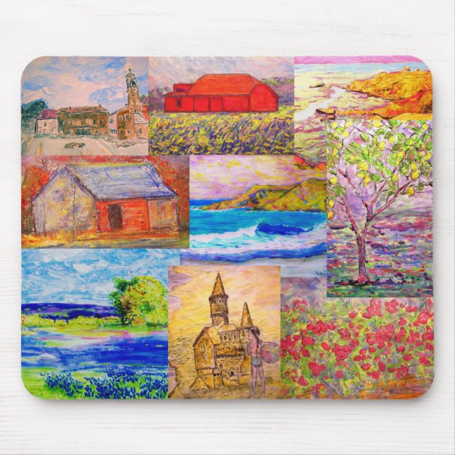 Mousepad colagem do pop art da paisagem (Frente)