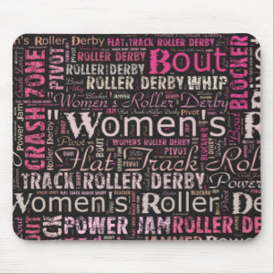 Mousepad Colagem do texto de Derby do rolo das mulheres