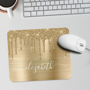 Mousepad Colagem Dourada do mouse com monograma