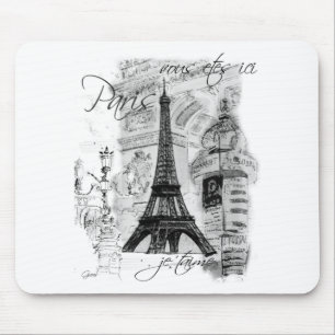 Mousepad Colagem em Cena Francesa em Torre Eiffel de Paris
