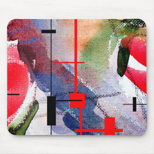 Mousepad colagem, meios mistos e aguarela da arte abstracta (Frente)