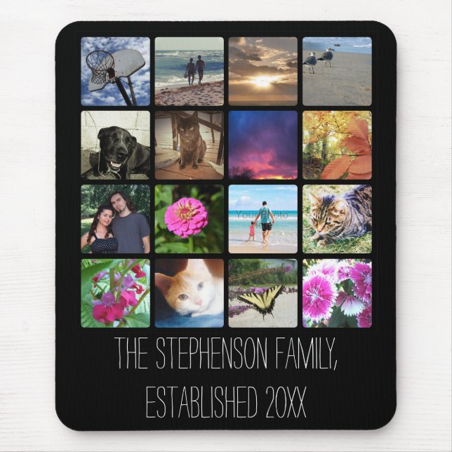 Mousepad Colagem ou Instagram da foto de dezesseis cantos (Frente)