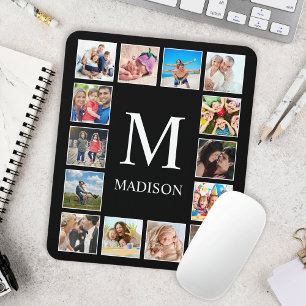 Mousepad Colagem Personalizada de Fotos da Família em Preto
