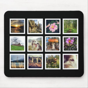 Mousepad Colagem preto e branco legal da foto de Instagram