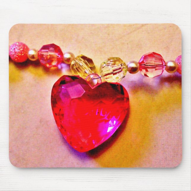 Mousepad Colar Coração Rosa (Frente)