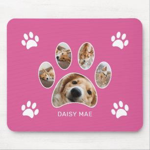 Mousepad Colar de Foto com Nome e Impressão de Pata Branca