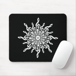 Mousepad Colchões de Flores Neves, Pretos e Brancos Monogra