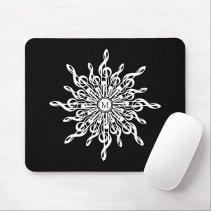 Mousepad Colchões de Flores Neves, Pretos e Brancos Monogra