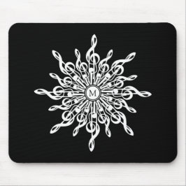 Mousepad Colchões de Flores Neves, Pretos e Brancos Monogra