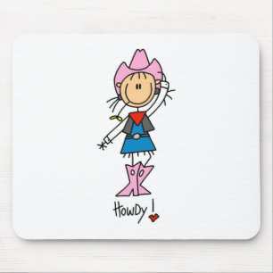 Mousepad Cole a figura vaqueira no chapéu/botas cor-de-rosa