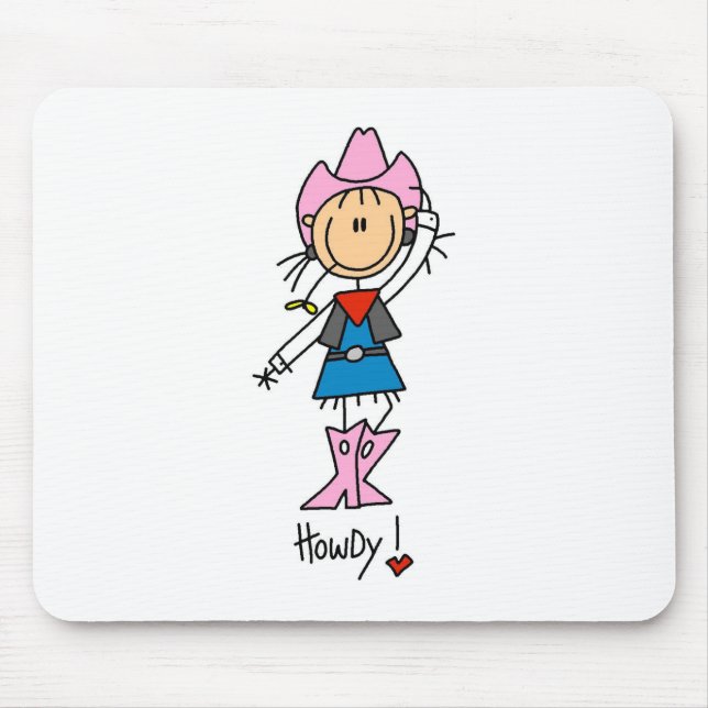 Mousepad Cole a figura vaqueira no chapéu/botas cor-de-rosa (Frente)