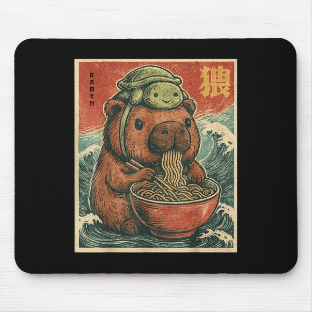 Mousepad Cole Capybara E Mochila De Tartaruga Ramen Kawaii  (Frente)
