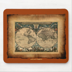 Mousepad Coleção de arte do mapa do mundo do vintage