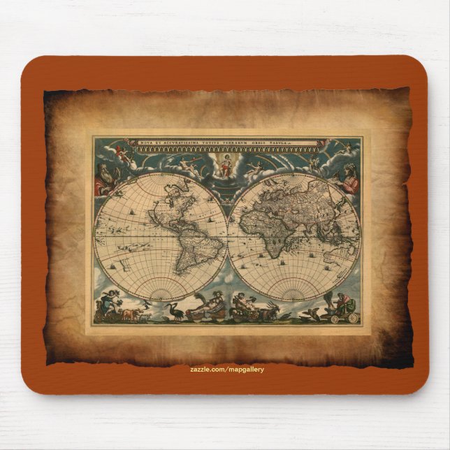 Mousepad Coleção de Artes do Mapa Mundial Vintage (Frente)