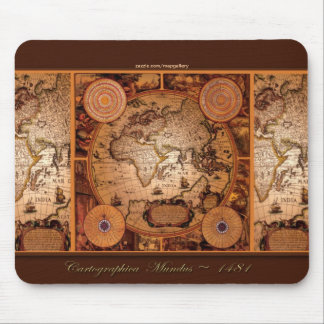 Mousepad Coleção de Artes do Mapa Mundial Vintage